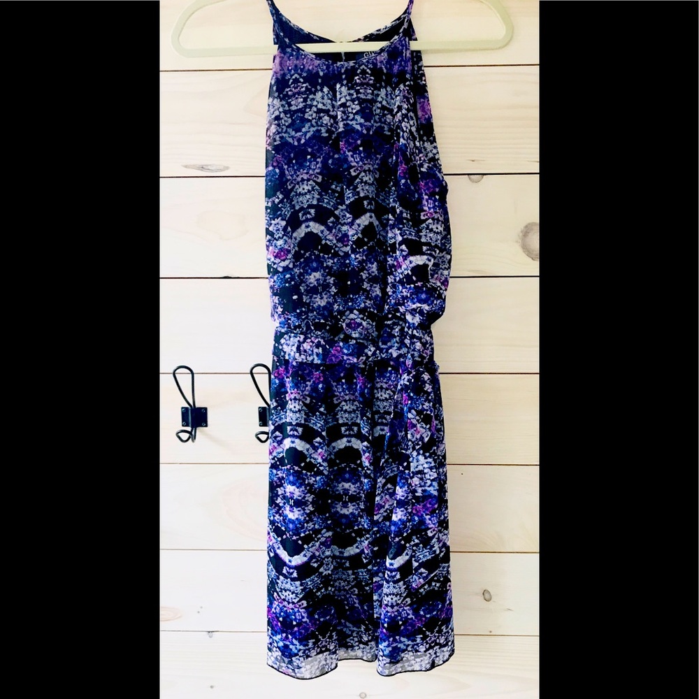 GUESS Black Purple/Pink Print Dress Size 6